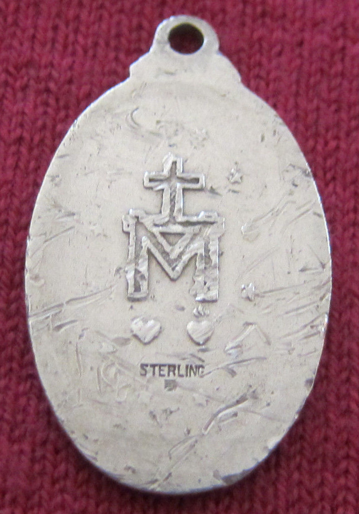 Vintage Catholic Religious Holy Medal – STERLING – MIRACULOUS – WORN / CLASSIC