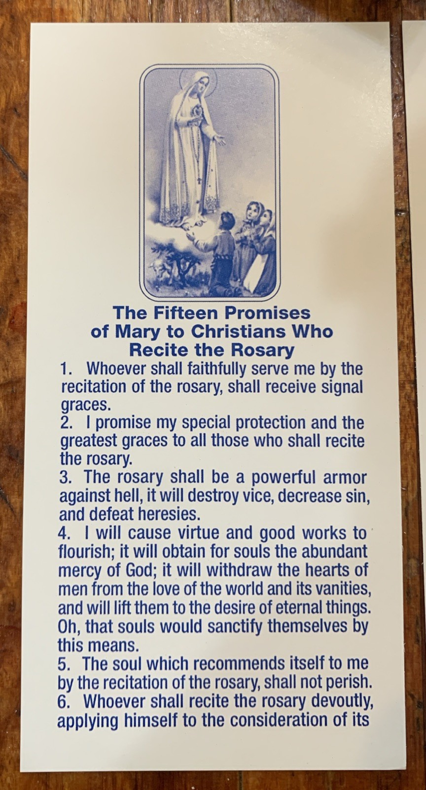 Lot Of 100 Fifteen Promises Christians Rosary Devotion Catholic Holy Card