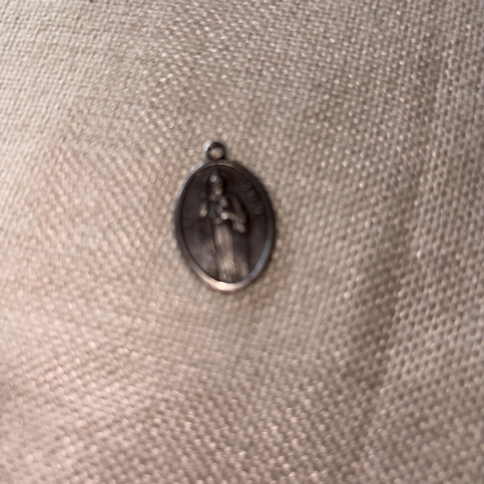 Vintage Saint St Jude Pray for Us Medal Pendant Charm Oval Silver Tone Italy