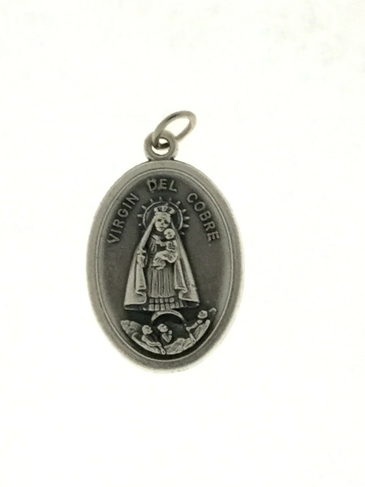 6 Virgen Caridad del Cobre 7/8″ x 5/8″ Silver Oxidized Medals FREE Prayer card