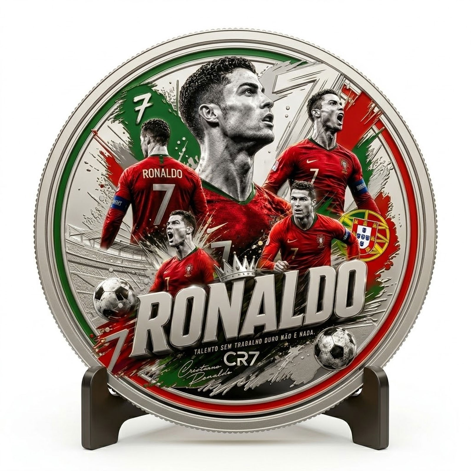 Cristiano Ronaldo CR7 Portugal Gold Commemorative Coin Collectible Soccer Medal