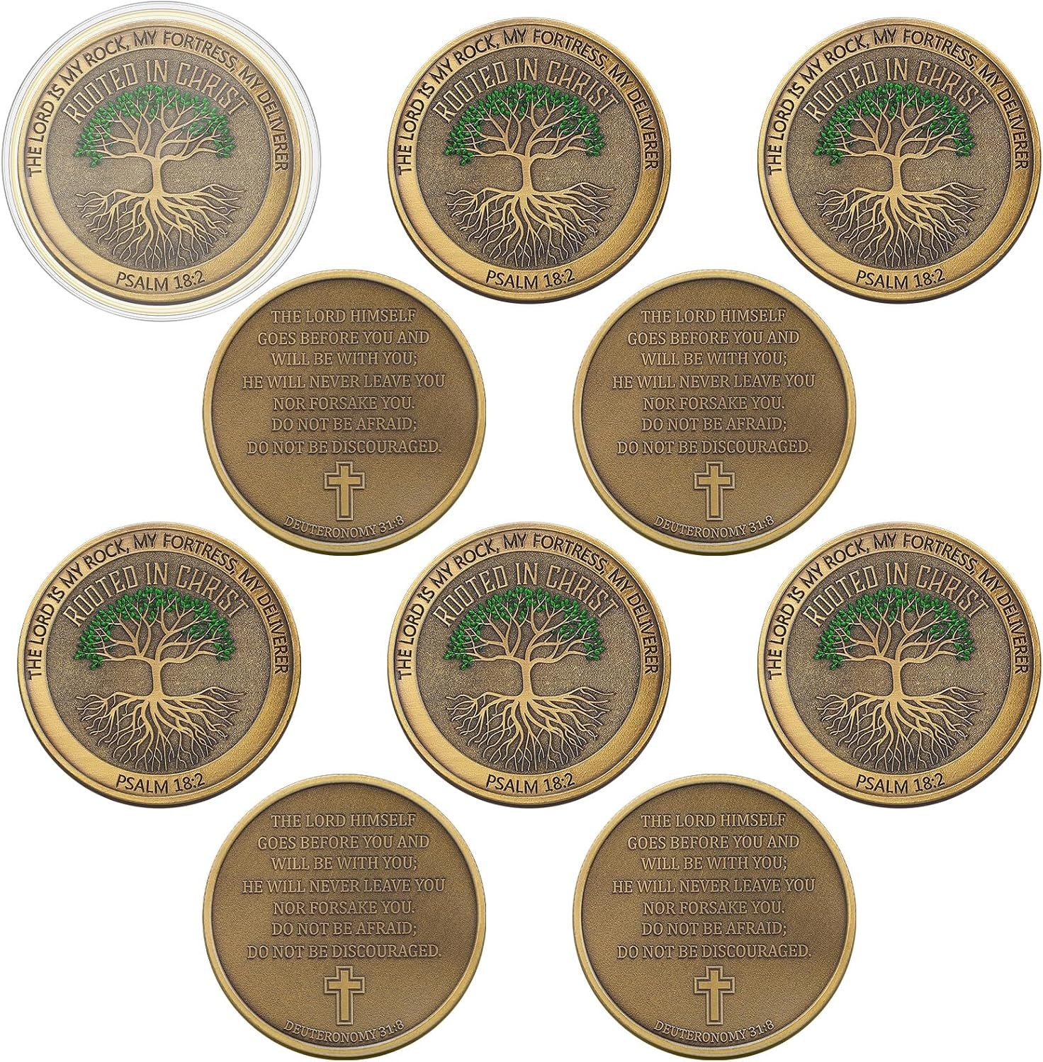 10 Pcs Rooted in Christ Coins Christian Religious Coin Bulk Pocket Prayer Token