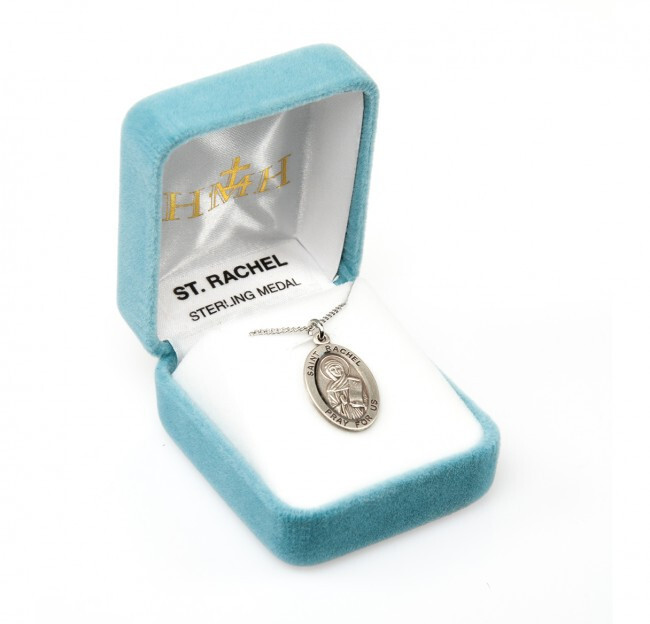 St. Rachel Sterling Silver Oval 0.9″ Medal, Gift Box, 18″ Chain, US Made
