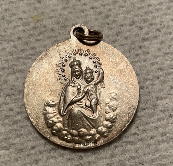 HMH Religious 925 Sterling Silver Vintage Jesus And Mary Sacred Heart Pendant