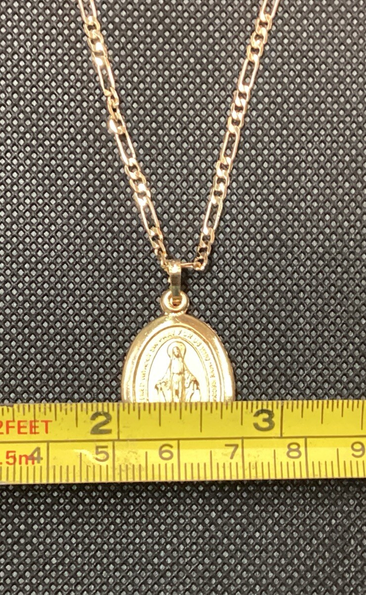 MEDALLA Y CADENA VIRGEN MIRACULOUS MEDAL;14k GOLD PLATED MEDAL AND CHAIN