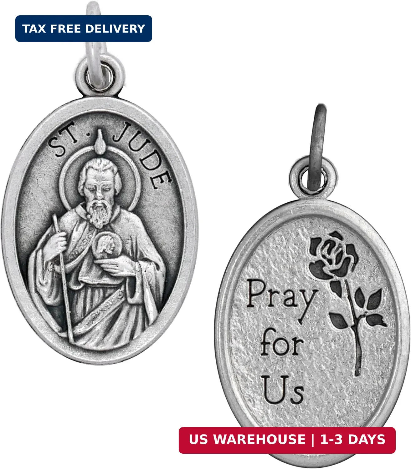 100 St. Jude Medals Bulk Silver Plated Made in Italy – Catholic Gifts for Evange