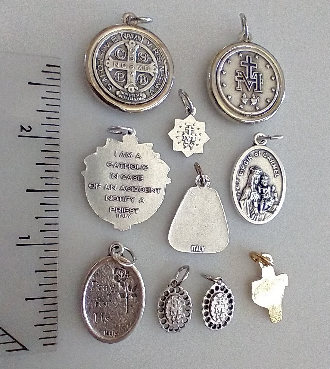 Catholic Lot Religious Medals Enamel Jesus Mary St Christopher Dove Holy Spirit