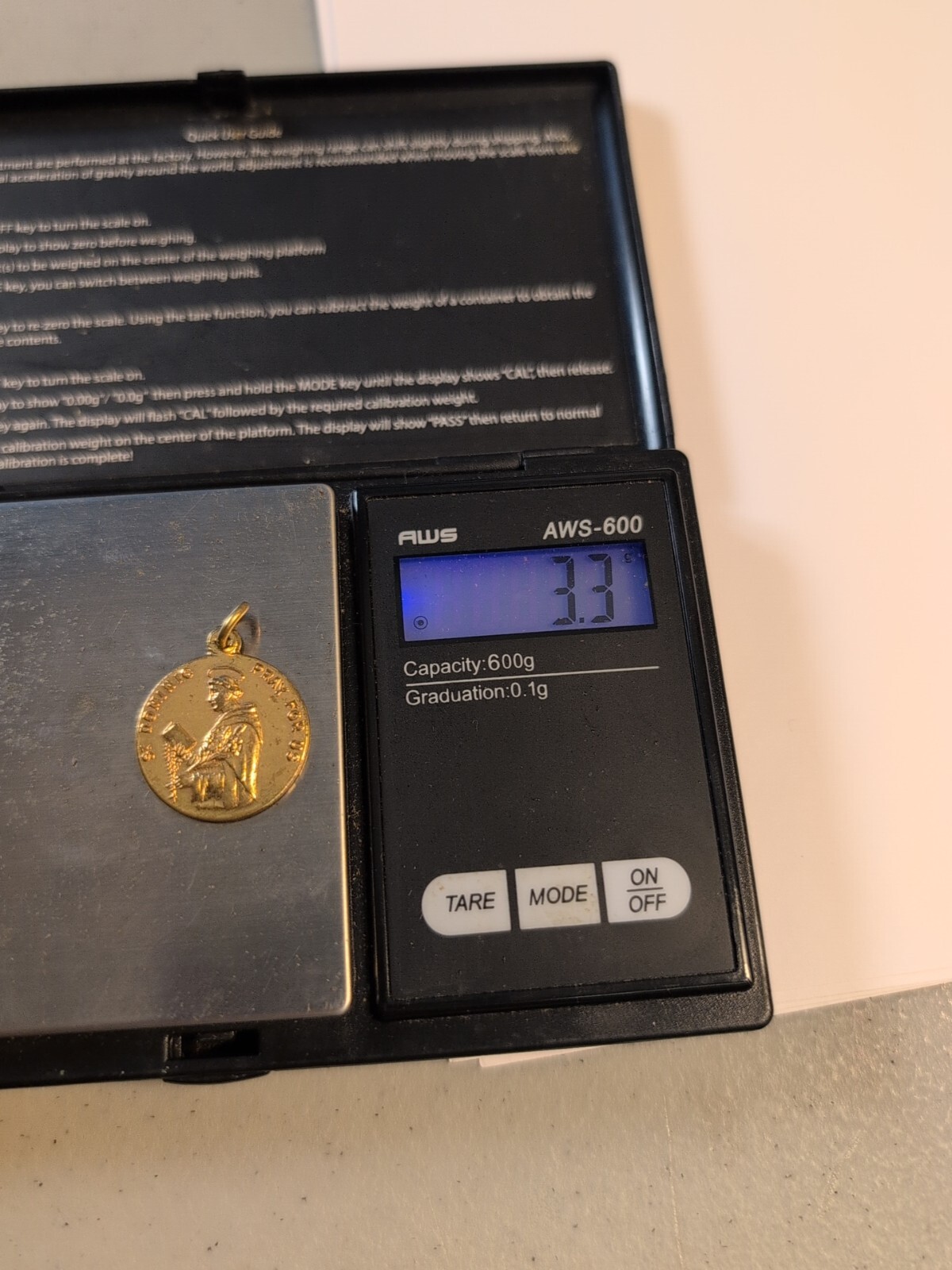 St. Dominic Queen of the Most Holy Rosary Medal Pendant Pray For Us Gold Tone