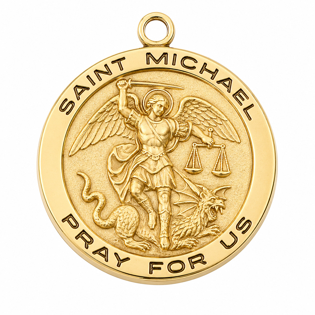 Gold Plated Sterling Medals St. Michael Pray For Us Round Jewelry Pendant