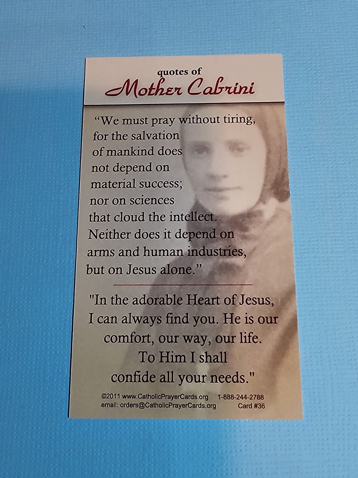Saint Frances Xavier Cabrini Devotional Medal & Holy Card – Mother Cabrini
