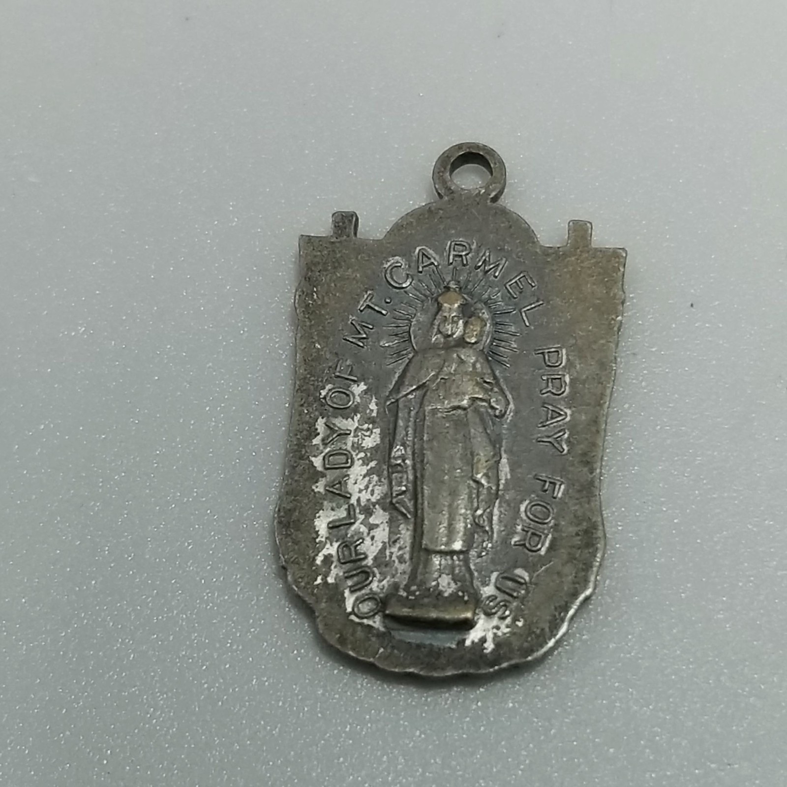 Vintage Sacred Heart Jesus Our Lady of Mount Carmel Medal Pendant Charm
