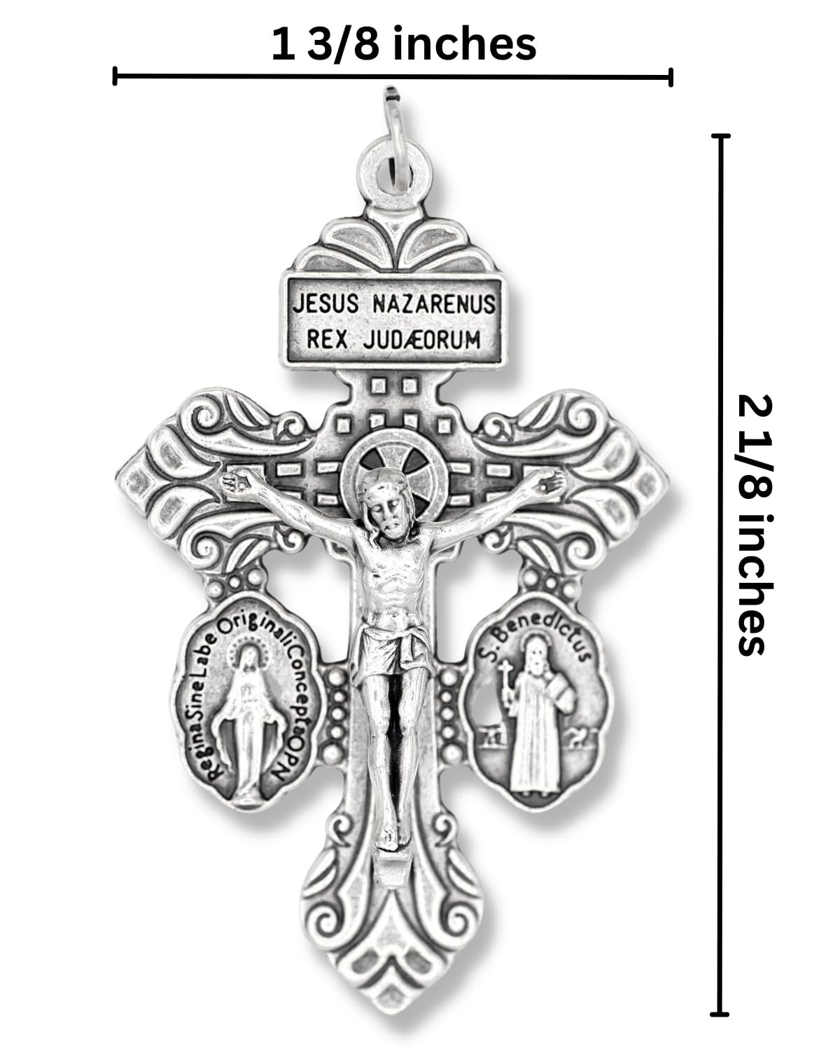 Pack of 10 Crucifix with St. Benedict & Marian Medals – Triple Threat Cross, 2 1