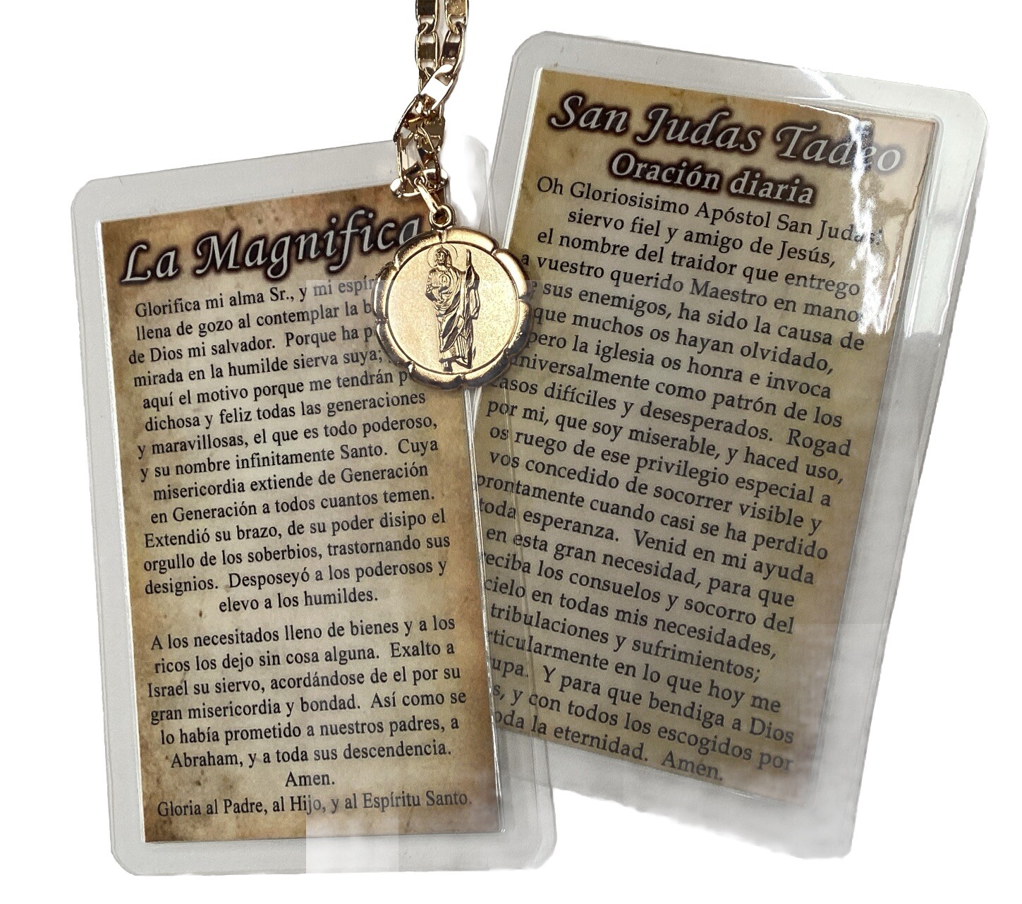 14K Gold Plated Medal Necklace Of St Judas And Guadalupe Chain Of 22” Long