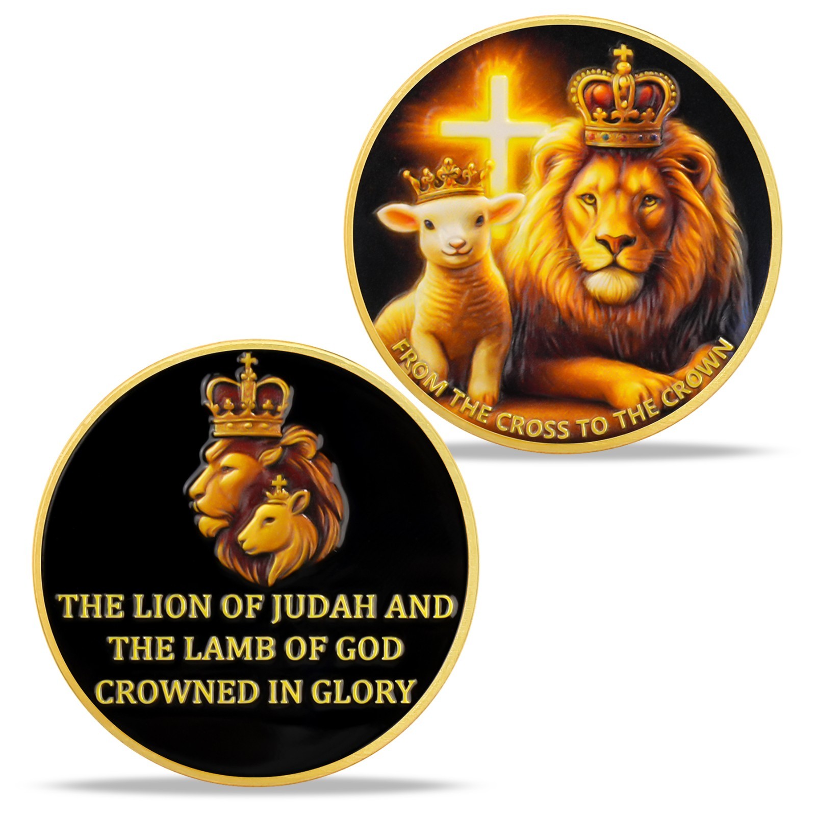 5pcs Christian Challenge Coin – Lion of Judah and Lamb Christianity Faith Gifts