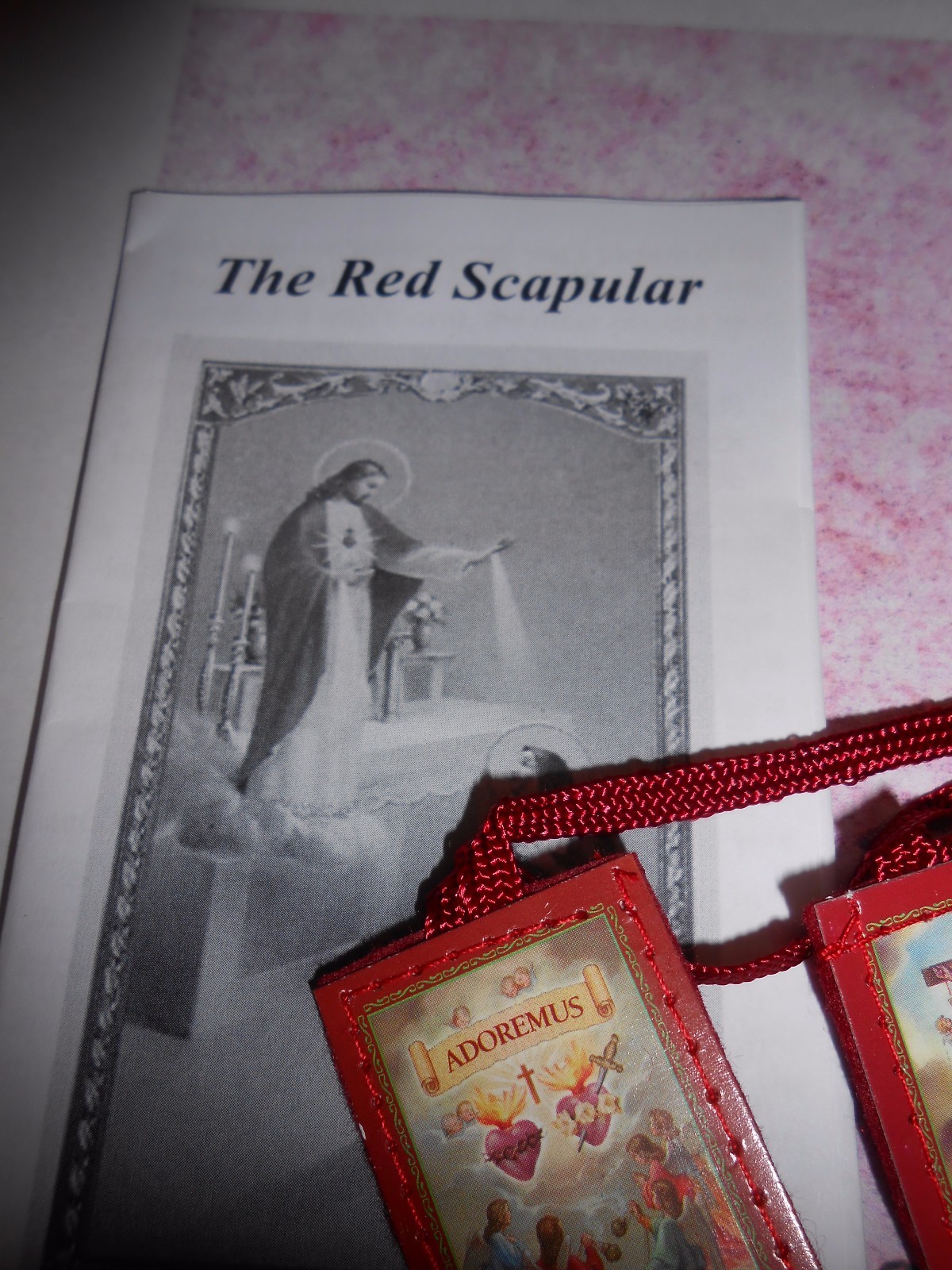 2 inch Red Scapular of the Passion with Instructions -1524 NEW
