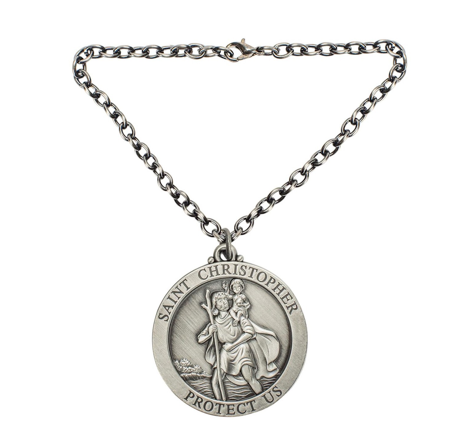 Dicksons Saint Christopher Protect Us Silver Tone 7 inch Zinc Alloy Metal Han…