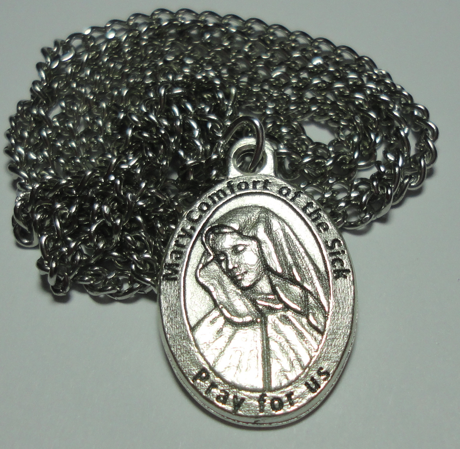 Mary Comfort of the Sick & the Holy Infant of Good Health Holy Medal & 24″ Chain