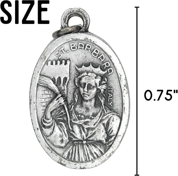 Needzo St. Barbara Medals, 0.75″ Silver Pendants for Rosaries & Crafts (5 Pack)