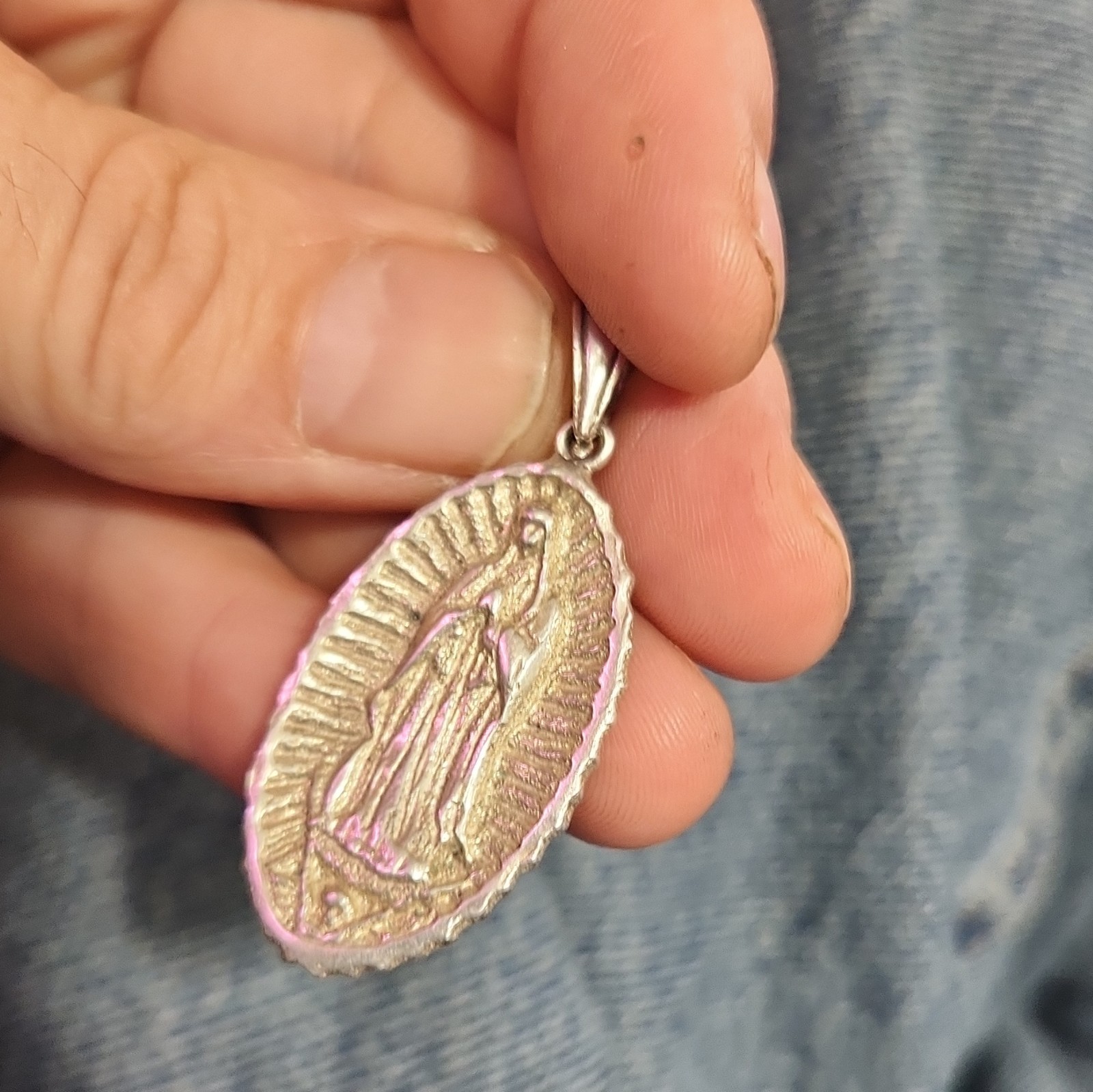 Our Lady of Guadalupe Christian Oval Medal Pendant with Bail Virgin Mary