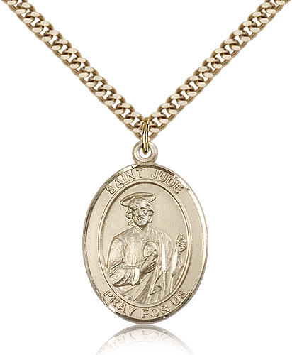 Saint Jude Thaddeus Medal For Men – Gold Filled Necklace On 24 Chain – 30 Da…