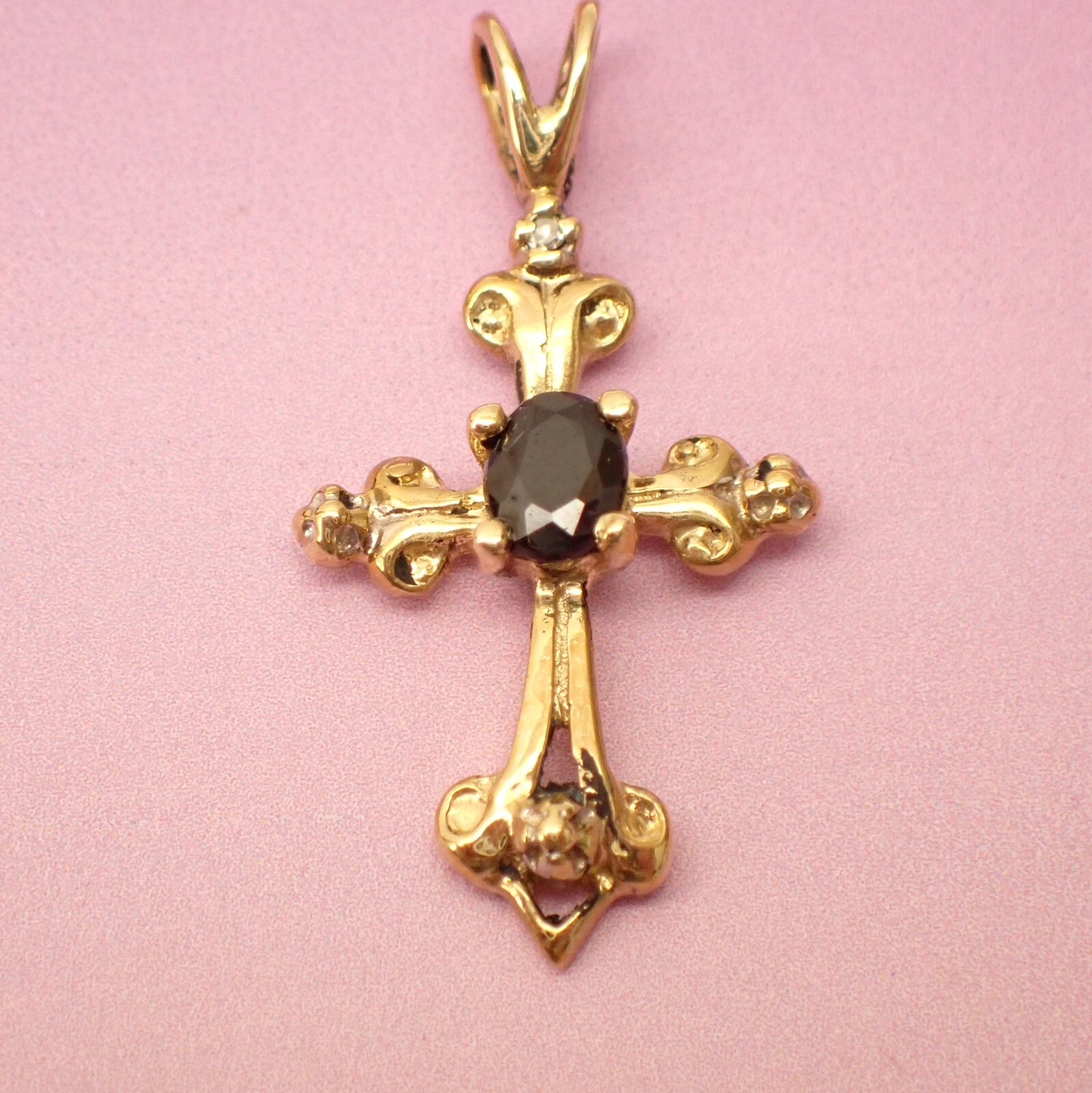 Little 10K Yellow Gold Cross Pendant 7/8″ Fixed Bail