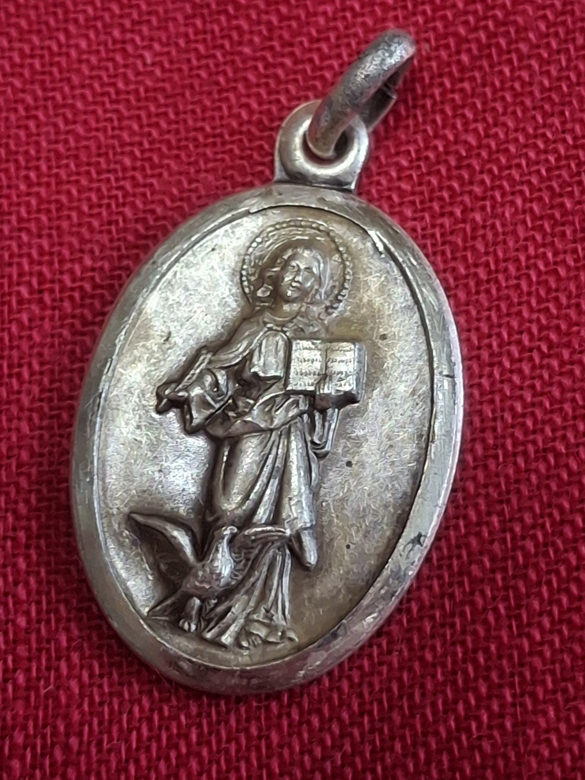 Vintage St John The Evangelist Medal NEW NEVER USED Brushed Edges 1950s