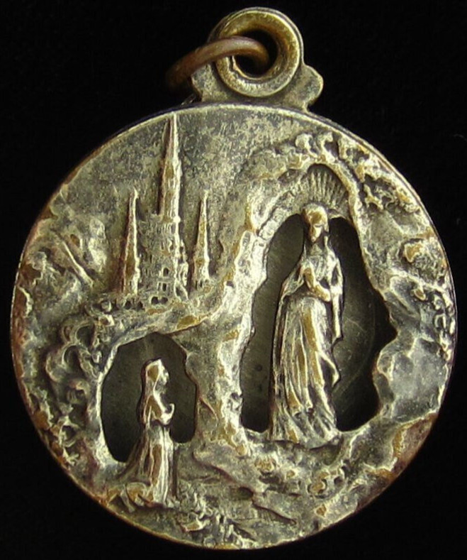 Vintage Mary Medal Slider Saint Bernadette of Lourdes Catholic Light in Weight