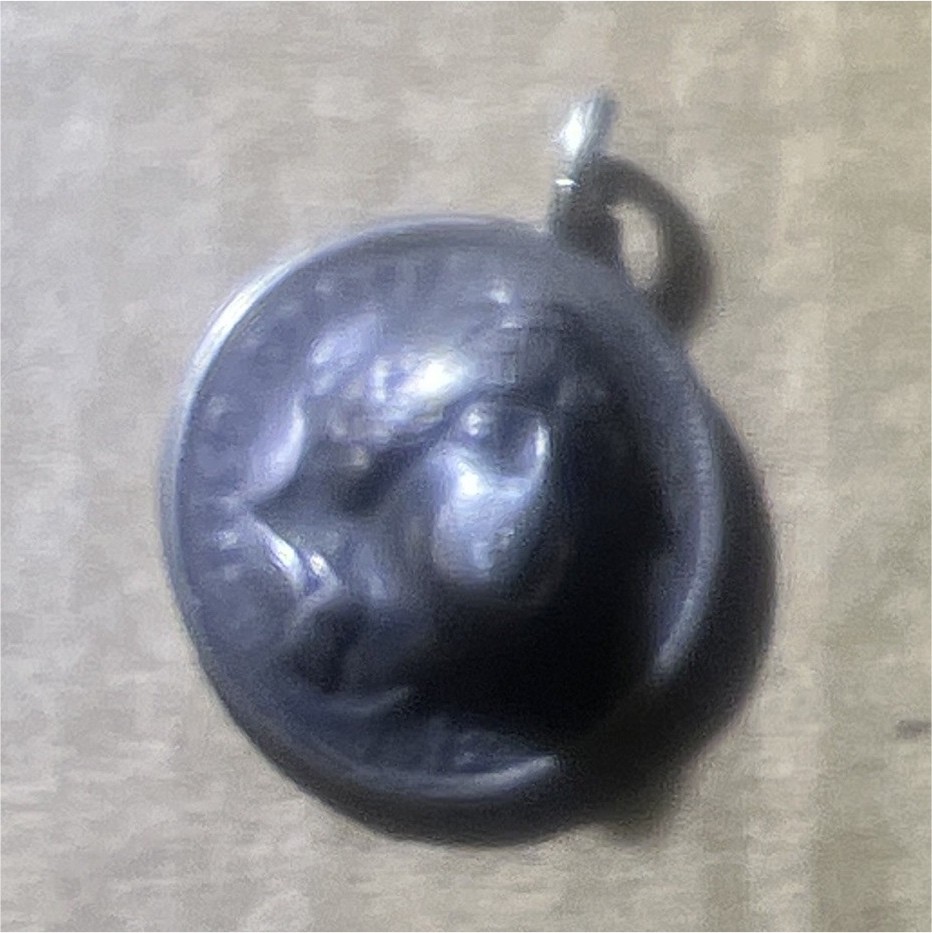 1912 silver dime repousse Religious Medal Pendant Charm – Small Round Bail