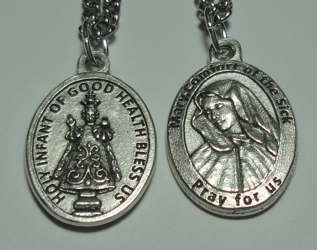 Mary Comfort of the Sick & the Holy Infant of Good Health Holy Medal & 24″ Chain