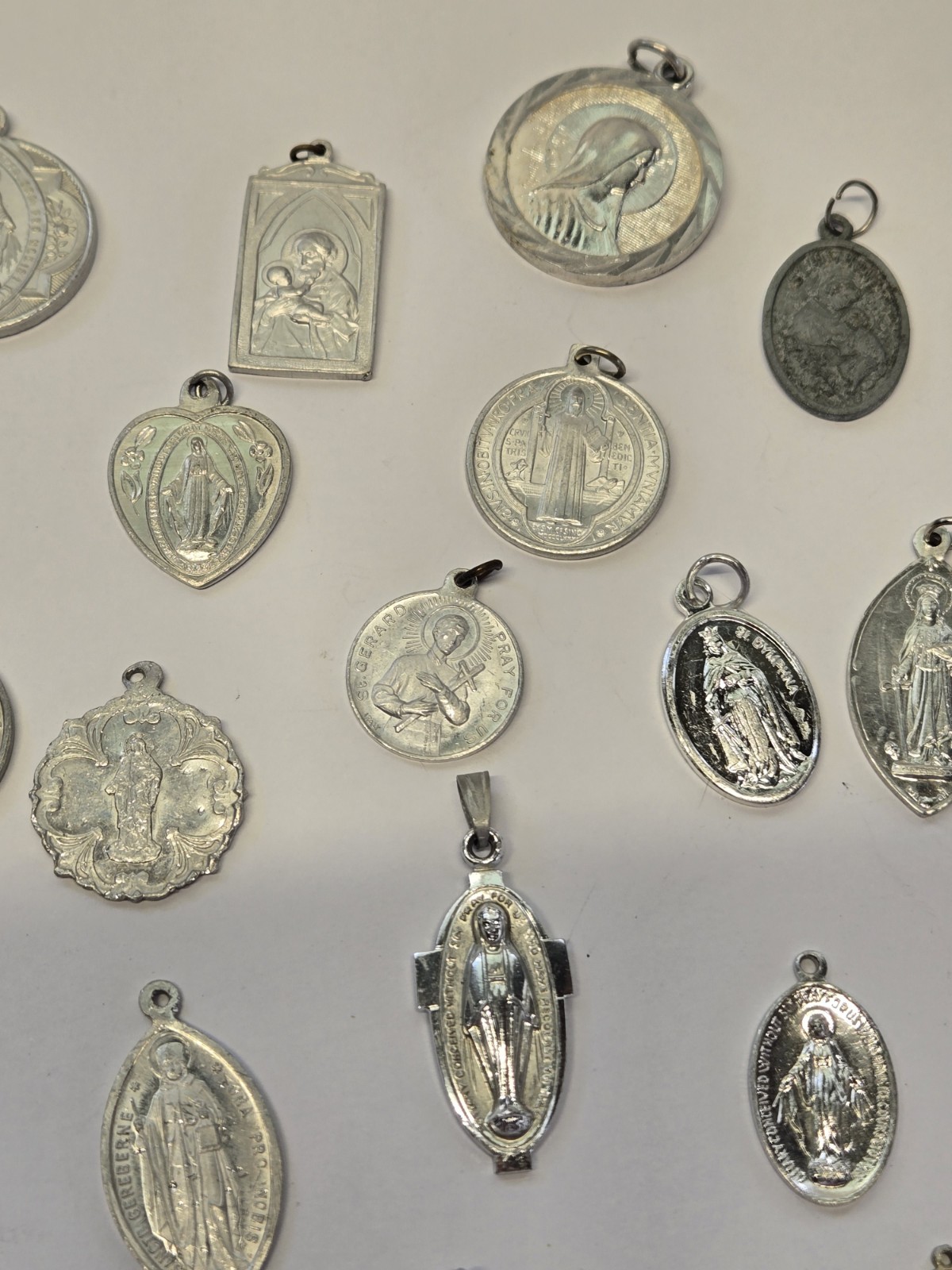 Vintage 39 Piece Lot Aluminum Catholic Medals Half Marked Italy France Germany