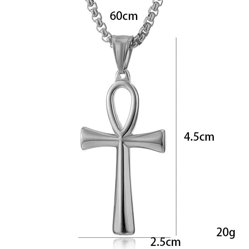 3pcs Stainless Steel Egyptian Necklace Cross Pendant Waterproof Unisex Chain
