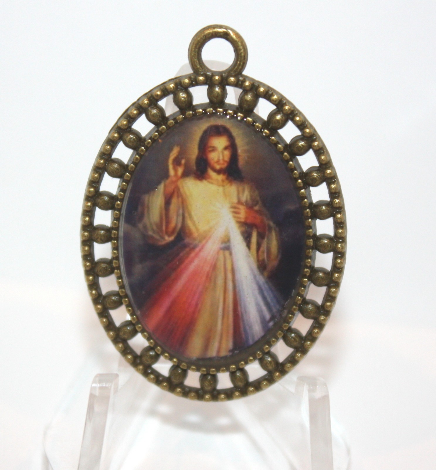 Large Catholic Medal/ Jesus Divine Mercy Blessing /Bronze Finish