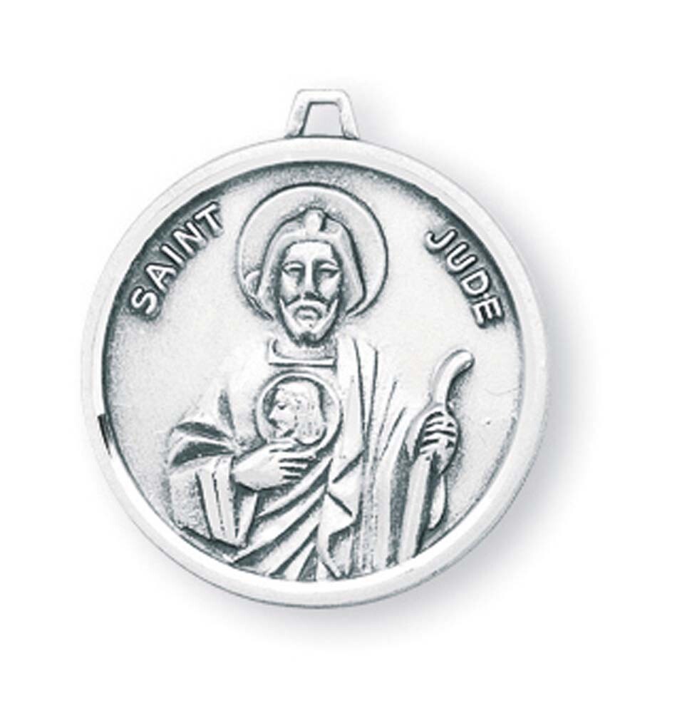 925 Sterling Silver Saint Jude Pendant Medal Necklace With Chain & Box